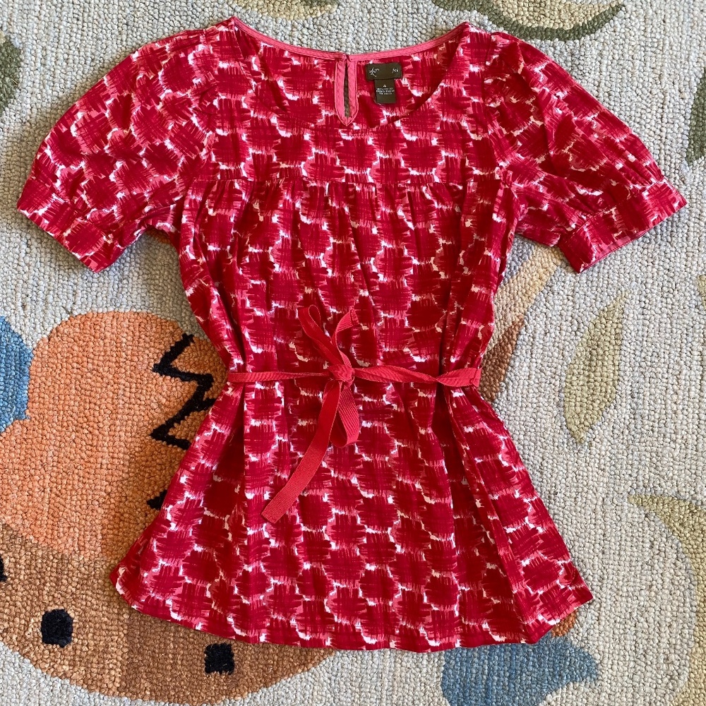 Fei I Anthro I Y2K I Blockprint Pullover I Red Motif